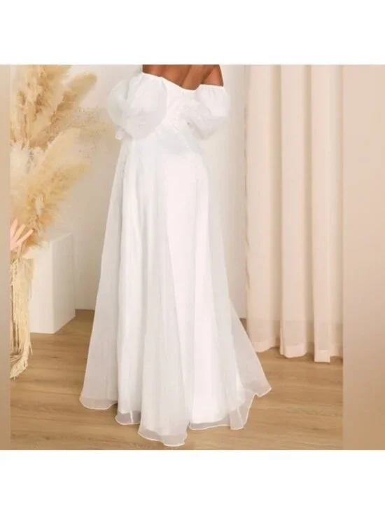 Lulus True Excellence Bustier Off The Shoulder Gown XS New White Dress Bridal - Picture 8 of 13